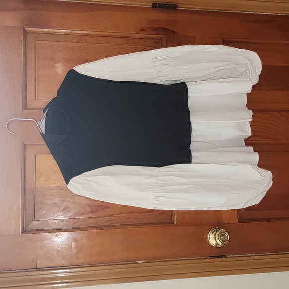 Shein lantern sleeve mock peplum top - Picture 3 of 5